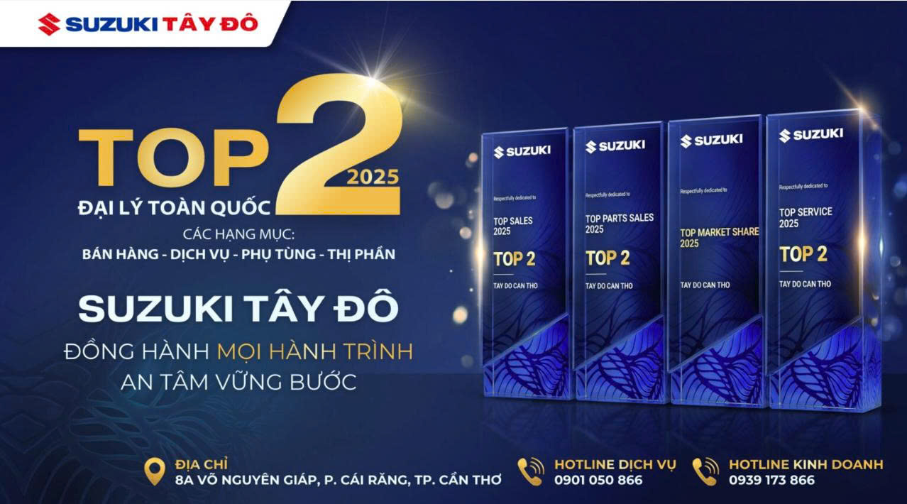 SUZUKI TÂY ĐÔ – TỰ HÀO ĐẠT TOP 2 TOÀN QUỐC DỊCH VỤ XUẤT SẮC 2025