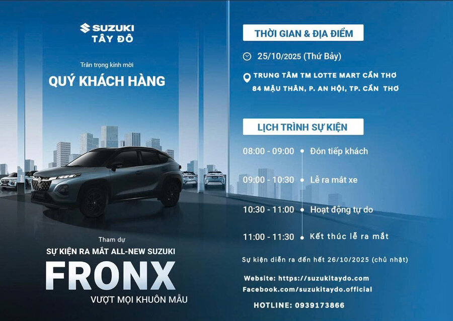 THƯ MỜI THAM DỰ SỰ KIỆN RA MẮT SUZUKI FRONX 2025